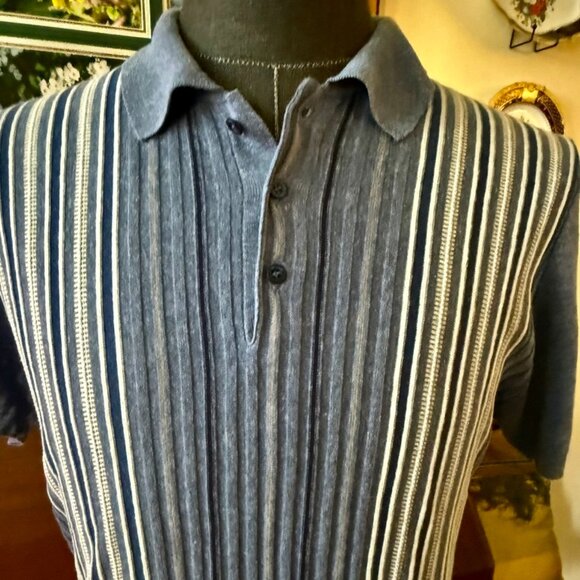 NEW-Corneliani Silk Linen Striped 3-Button Polo Shirt Mens Size 48, $575RT - Picture 12 of 12